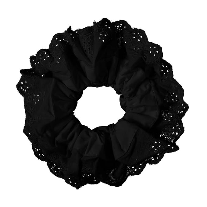 Dimeho Large Lace Scrunchies Black Hair Ties for Women Oversize Scrunchy Double Layer Jumbo White... | Amazon (US)