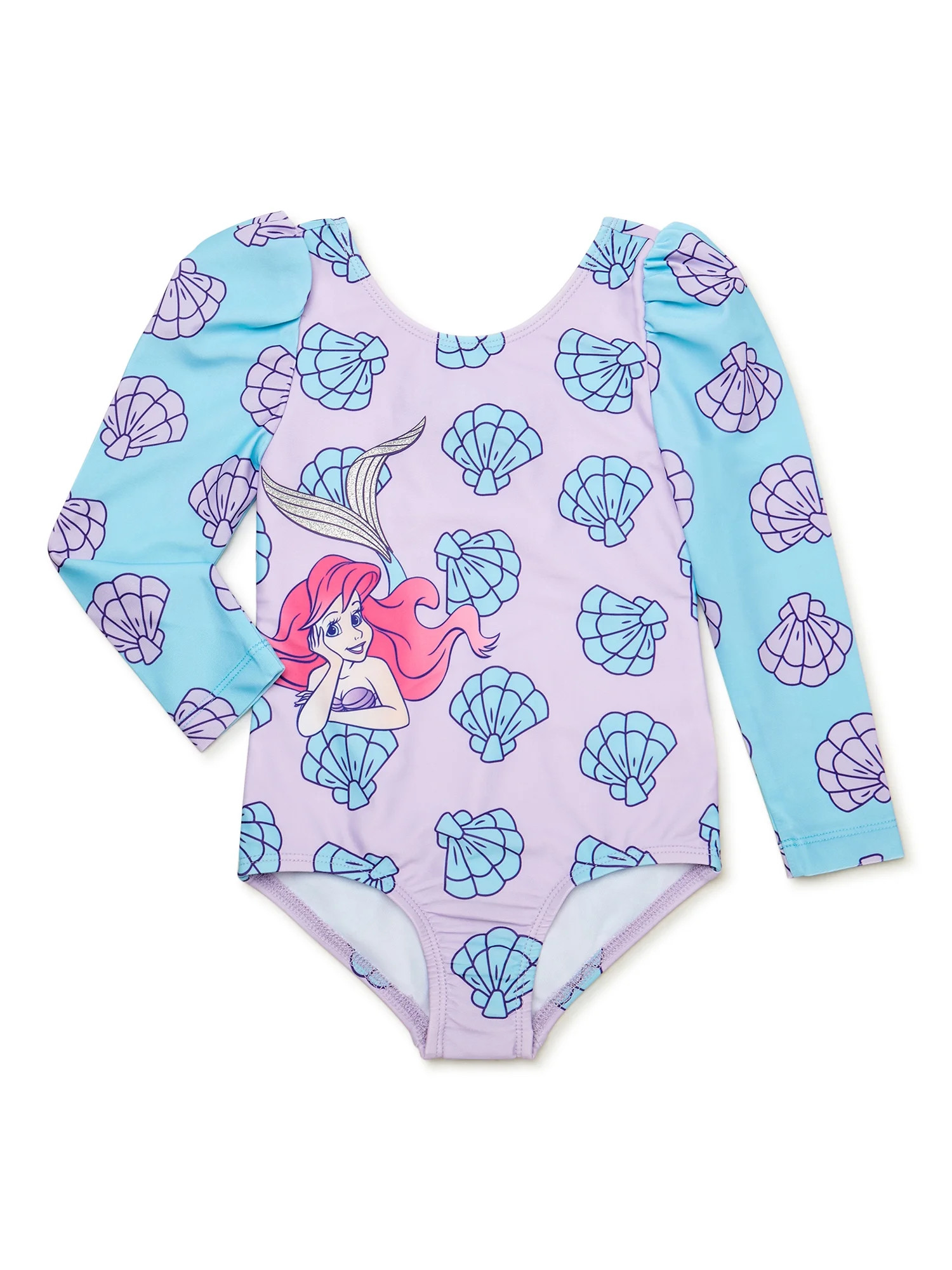 Little Mermaid Toddler Girl Rashguard Swimwear, One-Piece, Sizes 12M-5T - Walmart.com | Walmart (US)