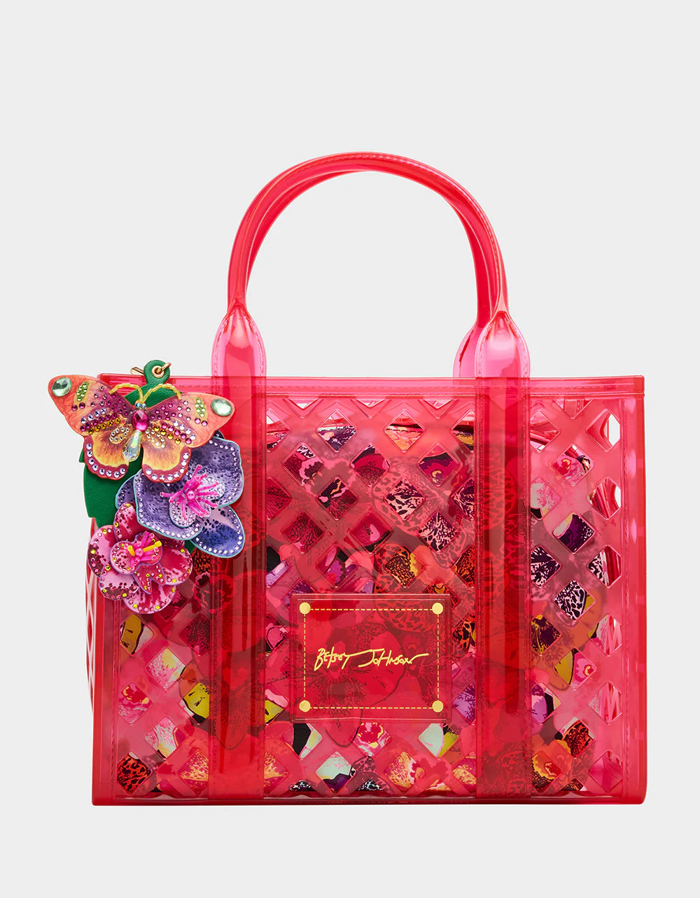 JAMMIN CLEAR SATCHEL PINK Women's Tote Crossbody Handbag | Betsey Johnson