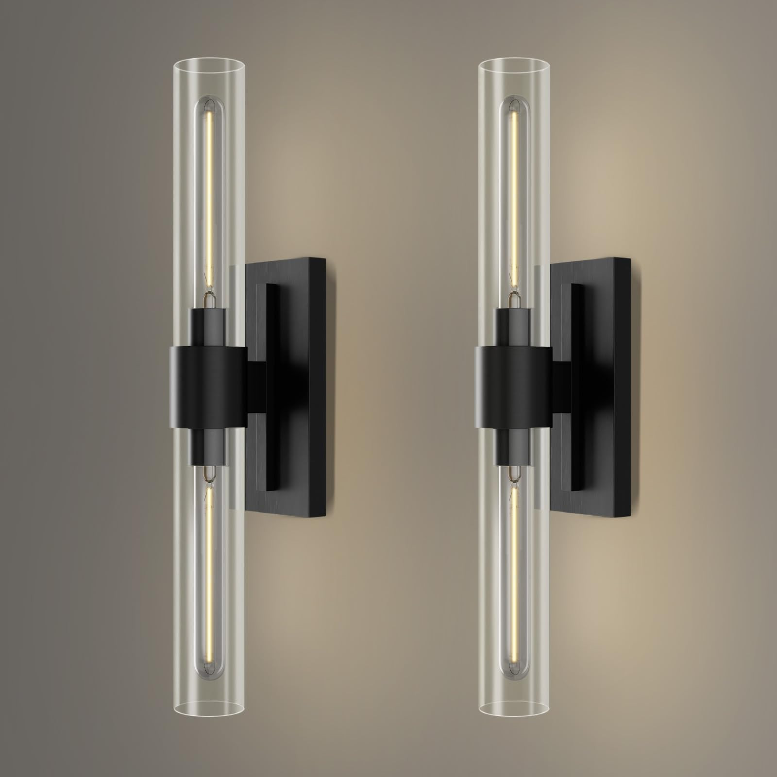 YUYI Black Wall Sconces, 22.8'' Wall Light Set of Two for Bathroom Vanity, Modern Wall Lighting F... | Amazon (US)