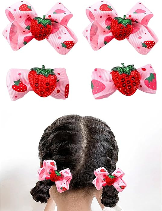 AACKS 4Pcs Little Girls Strawberry Hair Bows Toddler Strawberry Hairpins Strawberry Hair Accessor... | Amazon (US)