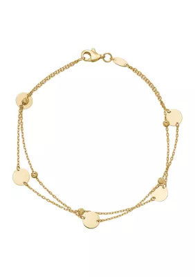 Belk & Co Double Row Tin Cup and Bead Bracelet in 14K Yellow Gold | Belk
