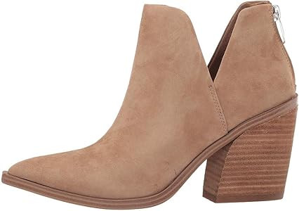 Amazon.com | Womens Ankle Boots Slip on Cutout Pointed Toe Chunky Stacked Mid Heel Booties | Ankl... | Amazon (US)