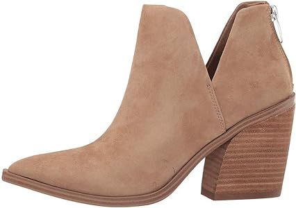 Amazon.com | Womens Ankle Boots Slip on Cutout Pointed Toe Chunky Stacked Mid Heel Booties | Ankl... | Amazon (US)