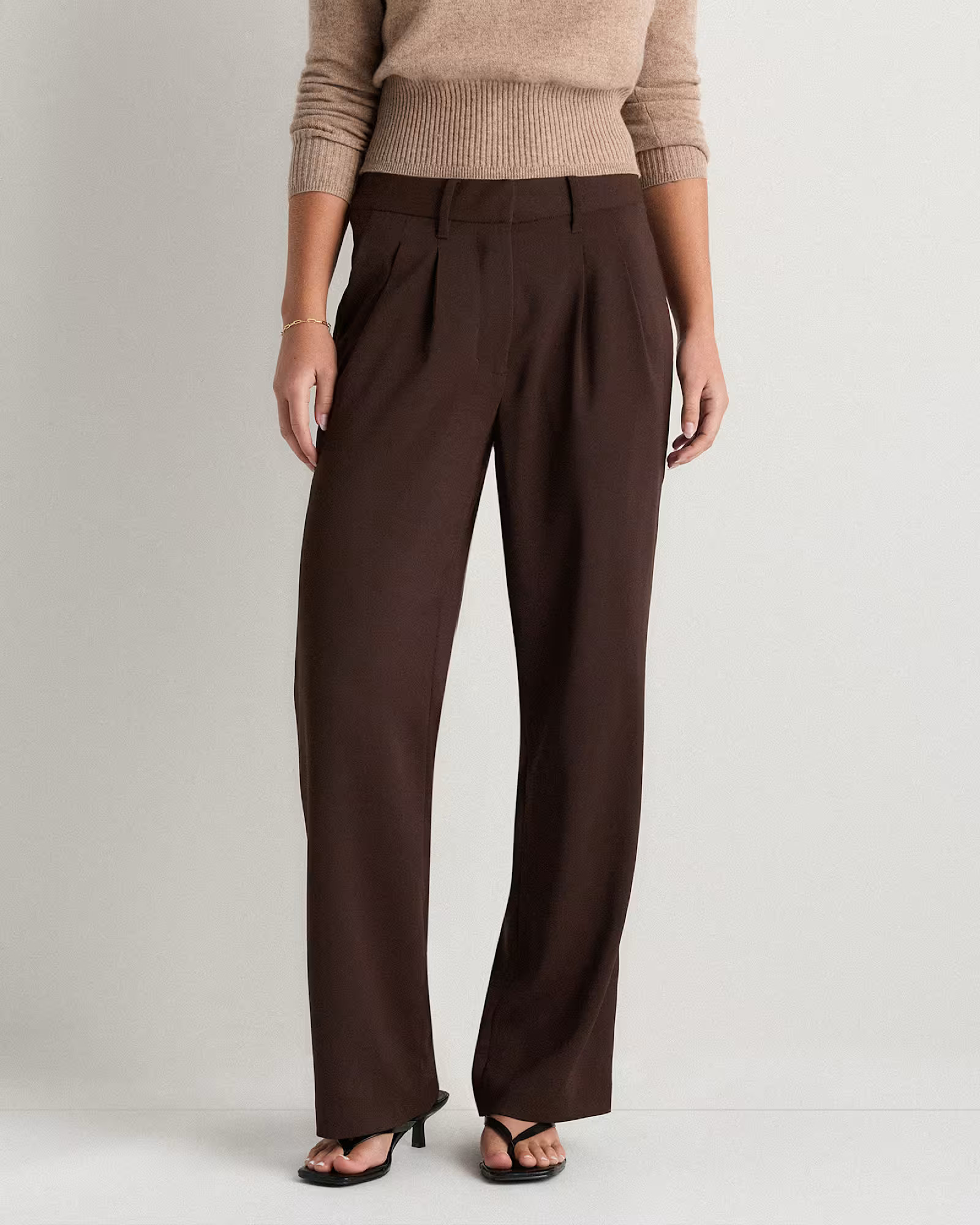 Stretch Crepe Pleated Wide Leg Pants | Quince