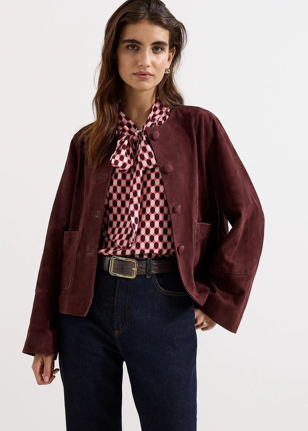 Madison Suede Collarless Jacket | Phase Eight