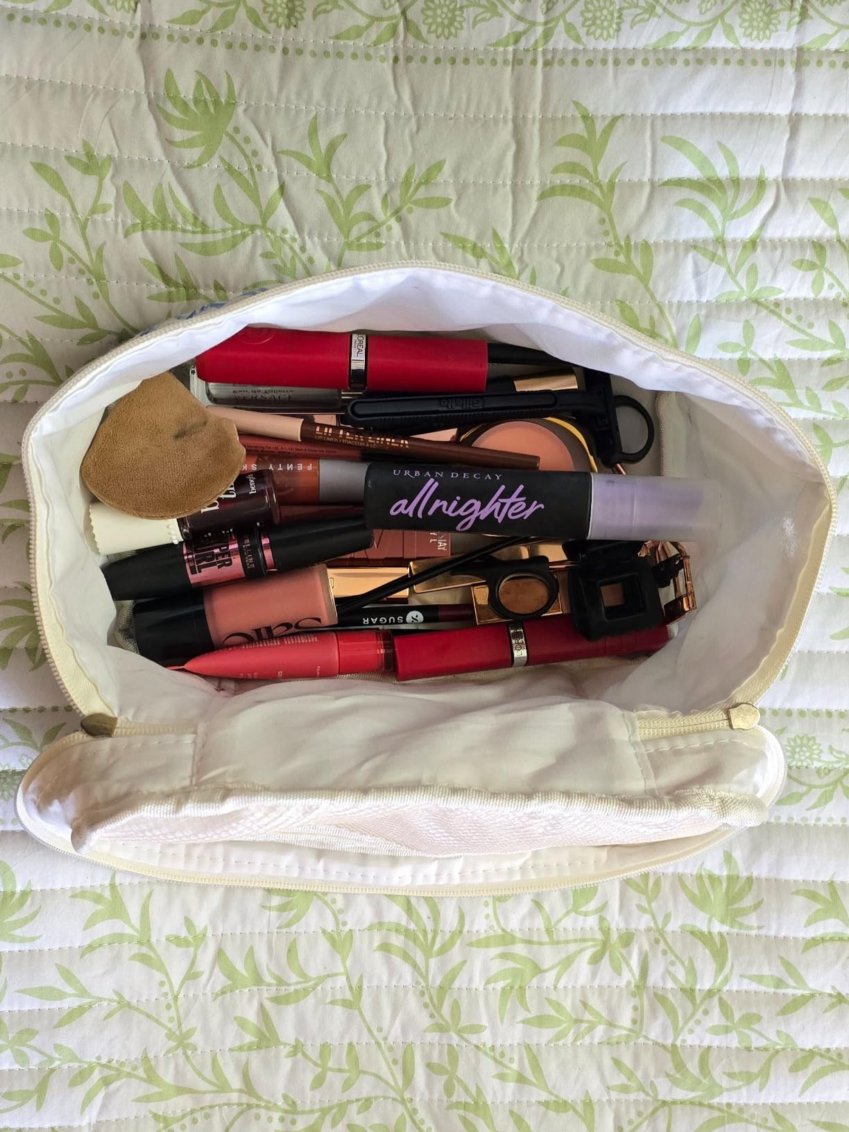 Makeup Bag Set, Quilted Makeup Bag, Large Floral Cosmetic Bag for Women, Cute Cotton Makeup Bags,... | Amazon (US)