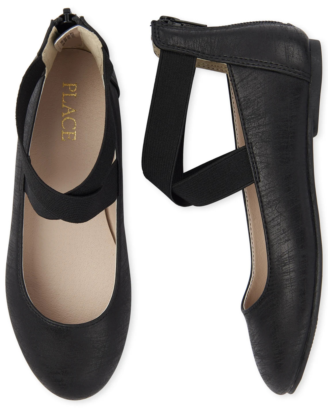 Girls Cross Strap Ballet Flats - black | The Children's Place