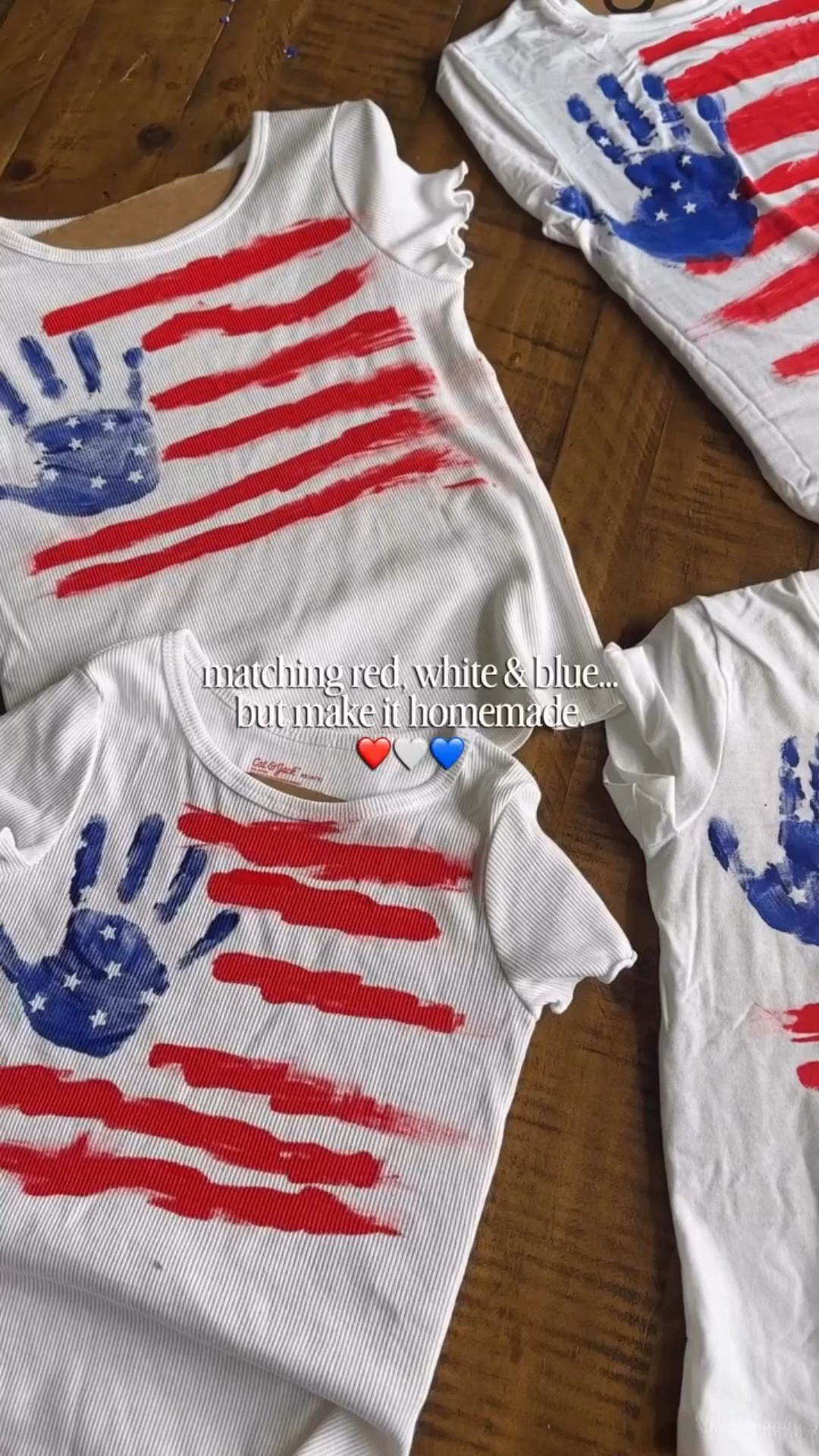 can’t help but share these from last year again. ❤️🤍💙

one of my favorite DIYs we’ve made, just a little fabric paint, plain white tees, and lots of little handprints.

if you’re looking for an easy 4th of july shirt idea, i’ve linked everything we used. 🇺🇸

4th of July DIY • homemade shirts • patriotic craft • handprint shirts • family matching shirts • DIY with kids • red, white & blue • easy kids craft • summer activity • Fourth of July outfit

#LTKKids #LTKmomlife #LTKdayinmylife