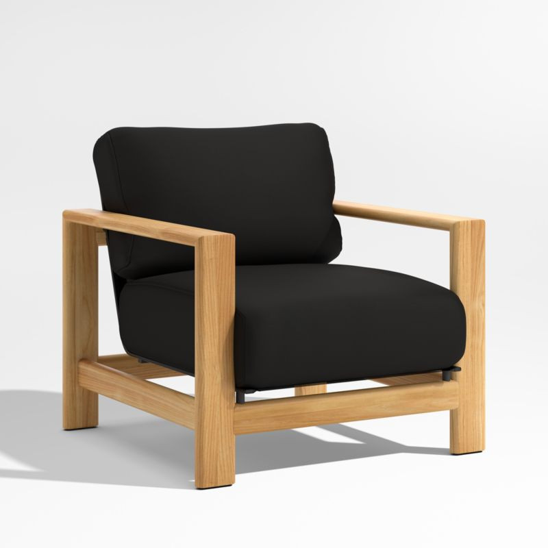 Anguilla Teak Outdoor Lounge Chair with Black Cushions | Crate & Barrel | Crate & Barrel