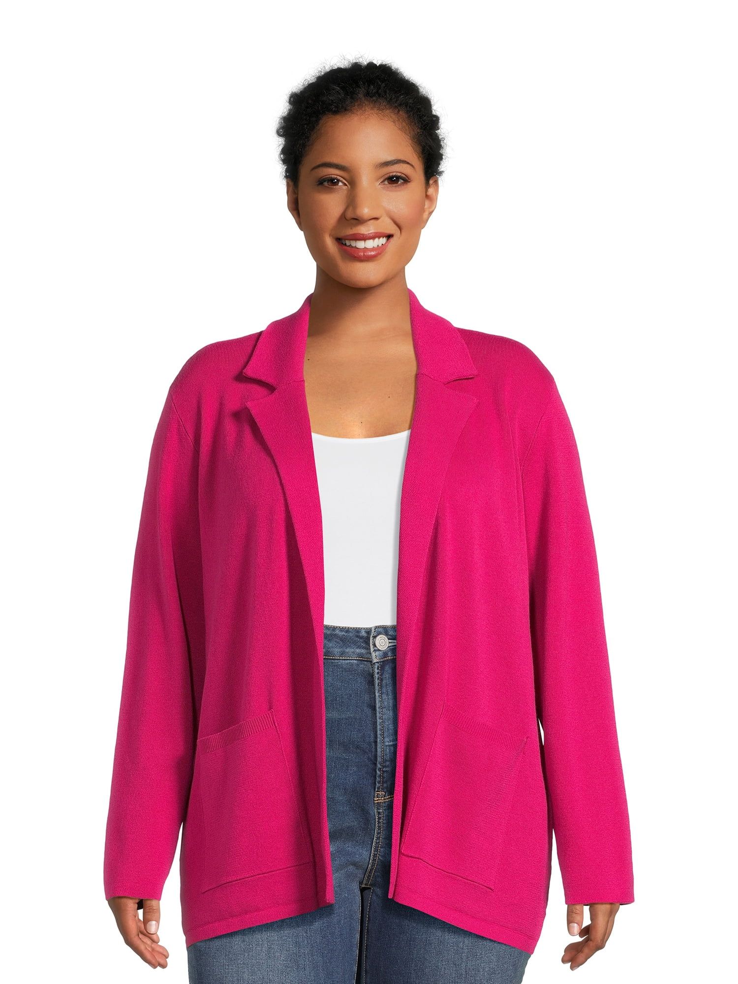 Terra & Sky Women's Plus Size Knit Blazer | Walmart (US)