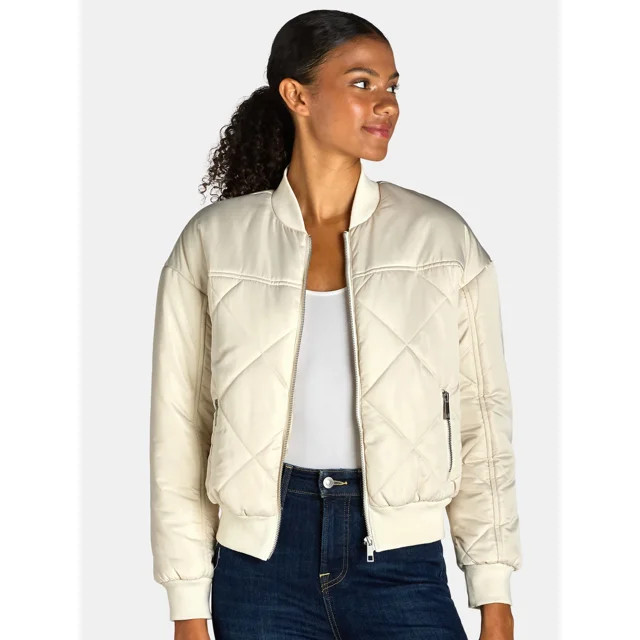 Time and Tru Women's and Women’s Plus Size Quilted Bomber Jacket, Sizes XS-3X | Walmart (US)