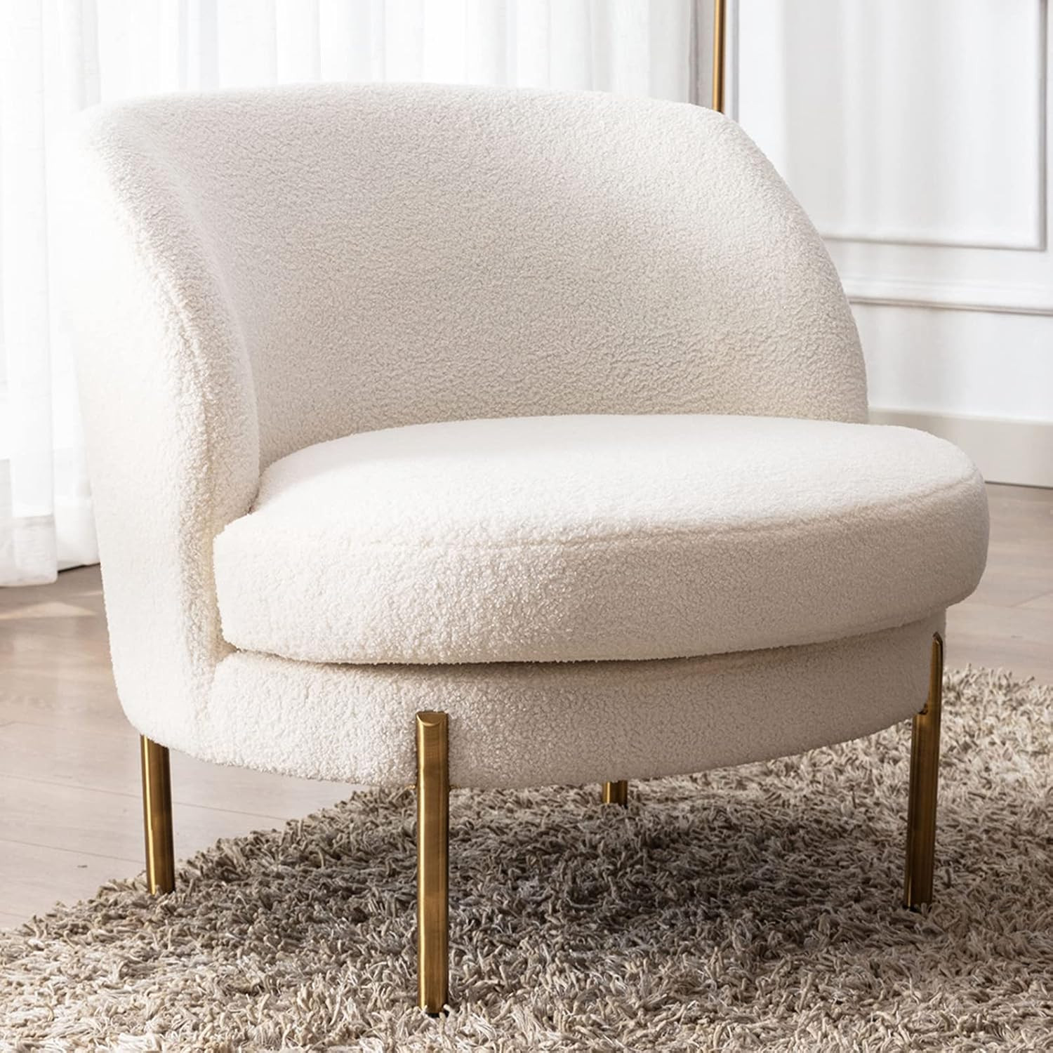 Amazon.com: DUOMAY Sherpa Accent Chair, Modern Round Barrel Chair with Armless, Comfy Leisure Gue... | Amazon (US)