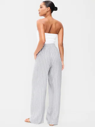 High-Waisted Linen-Blend Super Wide-Leg Pants | Old Navy (CA)