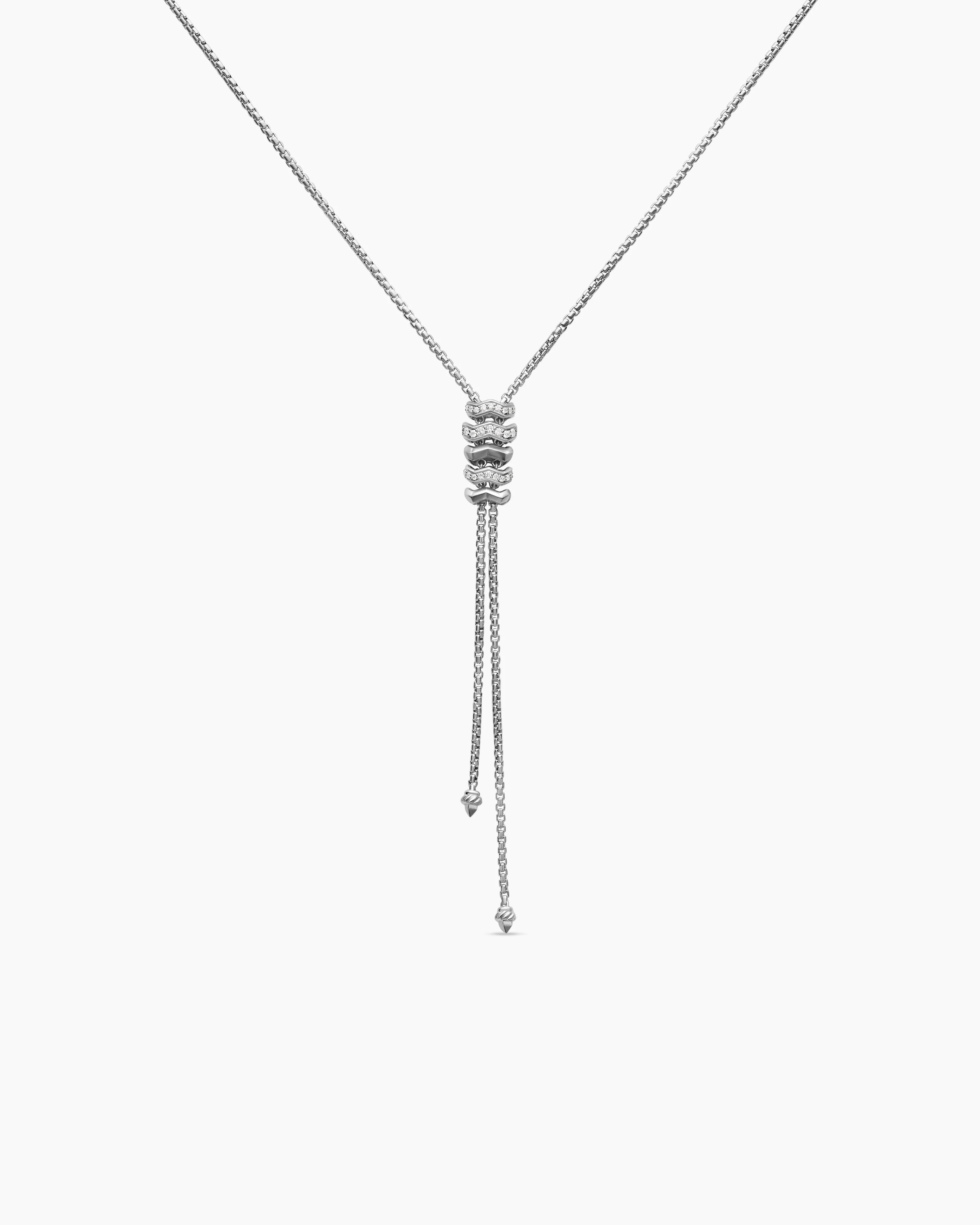 David Yurman | Zig Zag Stax™ Y Necklace in Sterling Silver with Diamonds | David Yurman
