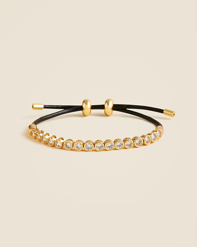 Leather and cubic zirconia bezel-set tennis bracelet | J. Crew US