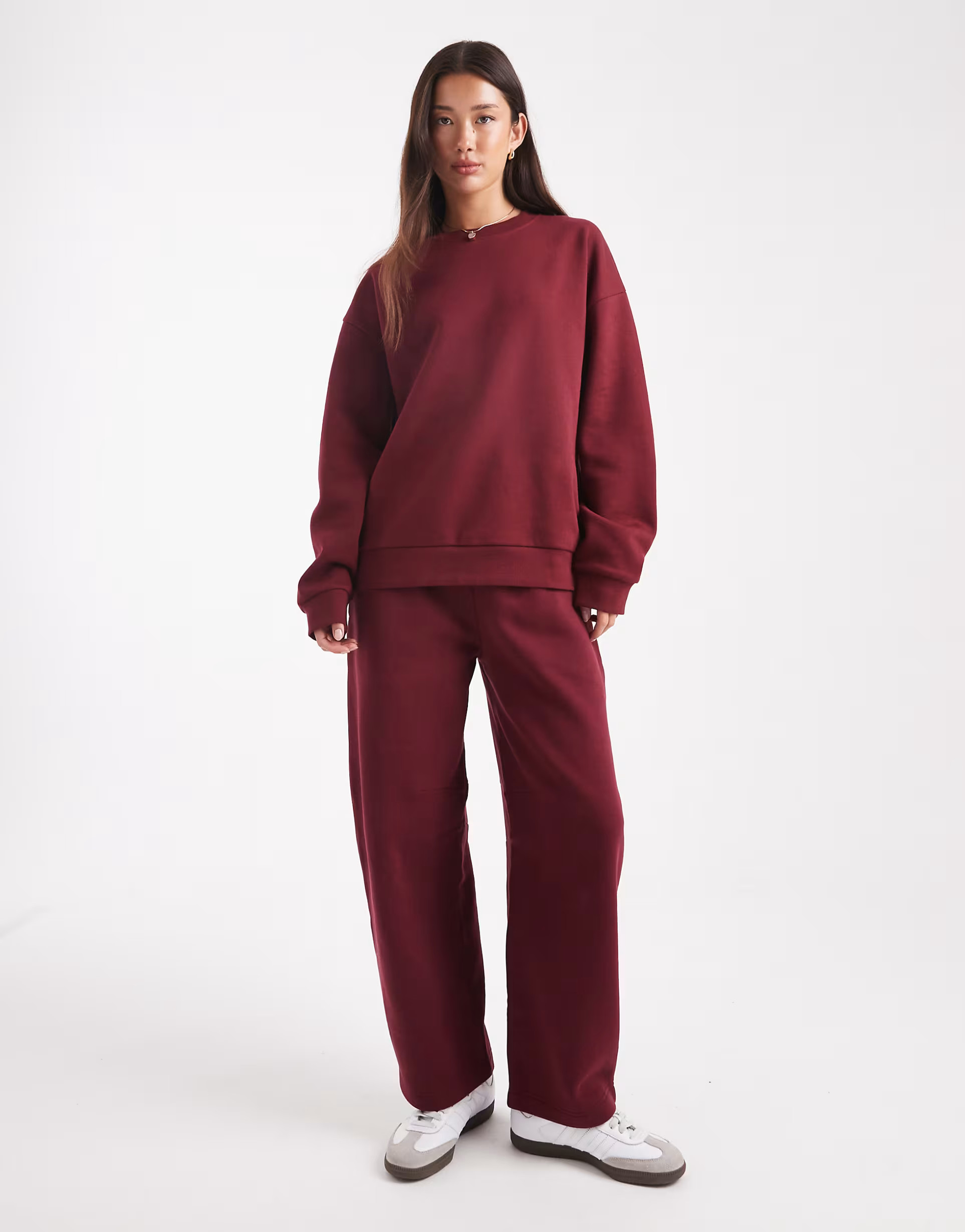 ASOS Design brushback co-ord in burgundy | ASOS (Global)