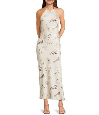 Western Horseshoe Print Halter Top Maxi Dress | Dillard's