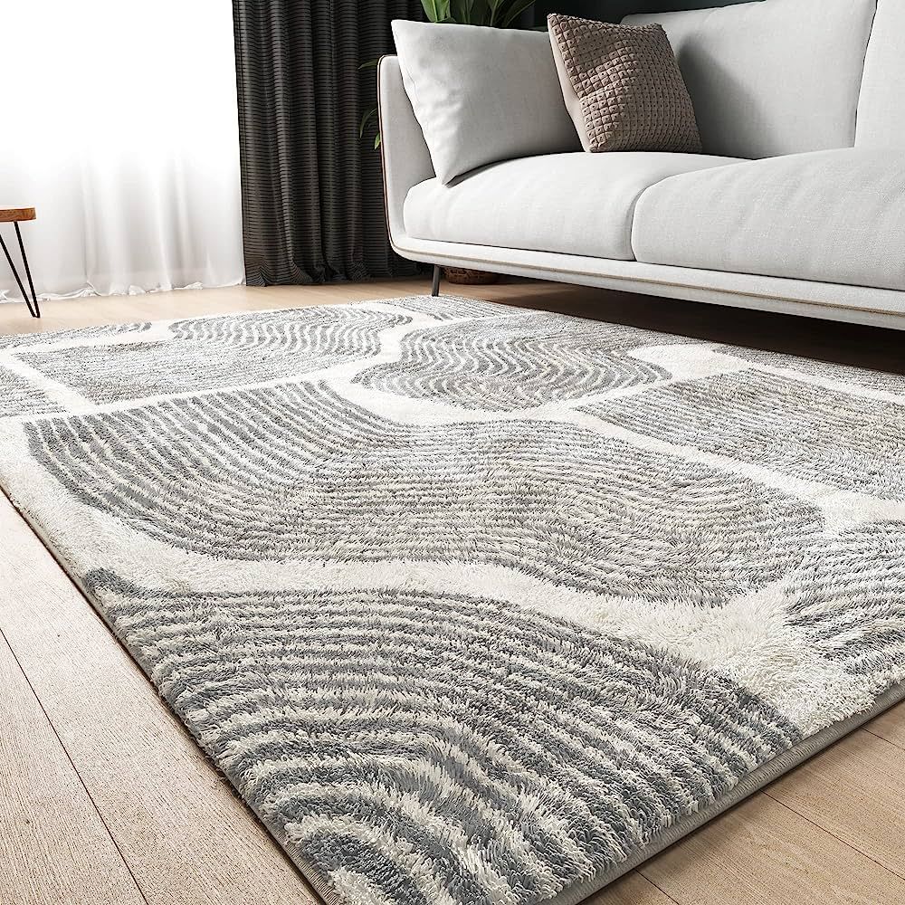 ODIKA Faux Cashmere Area Rug, Living Room, Bedroom, Modern (Gray, 3x5 ft) | Amazon (US)