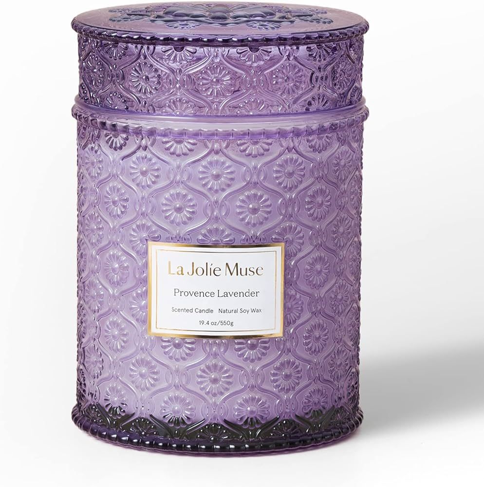LA JOLIE MUSE Lavender Candle, Large Natural Soy Candle, 90 Hours Burning Time, Wood Wicked Candl... | Amazon (US)
