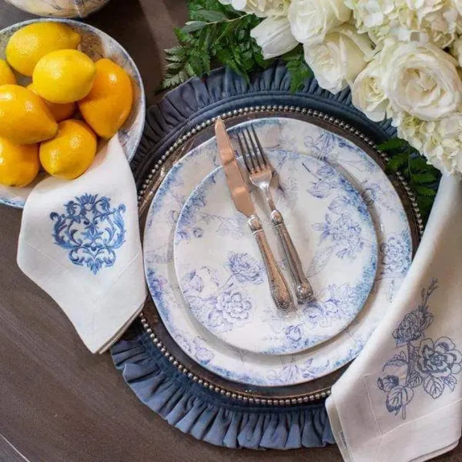 Round Ruffle, Velvet French Blue 18" D Placemat | Gracious Style