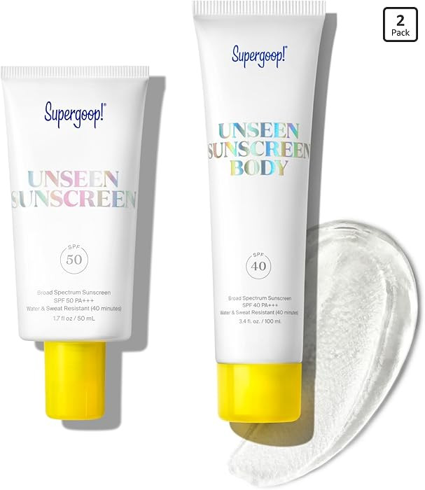 Supergoop! Unseen Sunscreen SPF 50 Invisible Sun Protection for Face (1.7 fl oz) + Unseen Sunscre... | Amazon (US)
