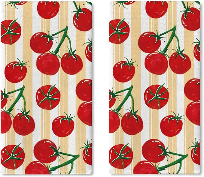 Tomato Kitchen Dish Towels Set of 2, Vegetable Fruit Drying Hand Towel Baking Cooking Cloth Garde... | Amazon (US)