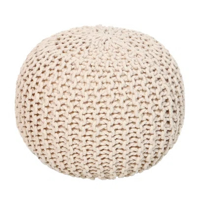 Round Pouf Ottoman - Cable Knitted Boho Poof - Home Décor Cord Pouffe Handmade Circular Footrest | Wayfair North America