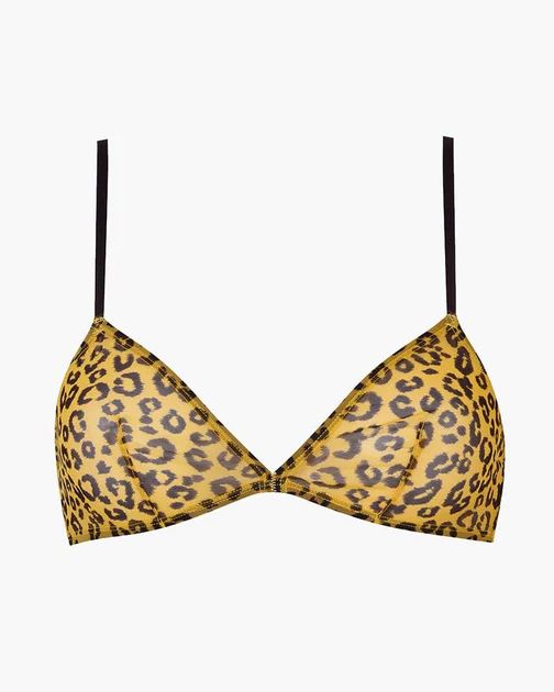 Leopard print mesh soft bra yellow | les girls les boys (UK)