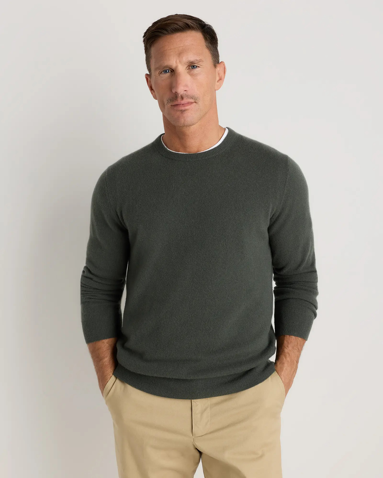 Mongolian Cashmere Crewneck Sweater in Moss | Quince