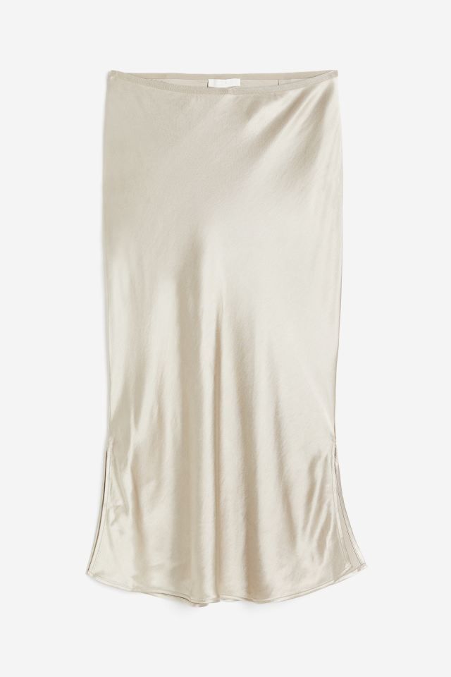 Satin skirt - Light beige - Ladies | H&M GB | H&M (UK, MY, IN, SG, PH, TW, HK)