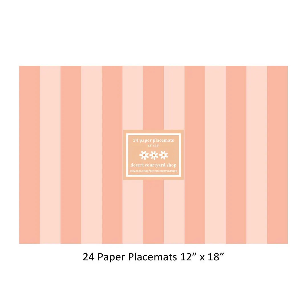 Creamsicle Stripes Paper Placemats - Set of 24 Paper Placemats 12" X 18" - Disposable Placemats -... | Etsy (US)