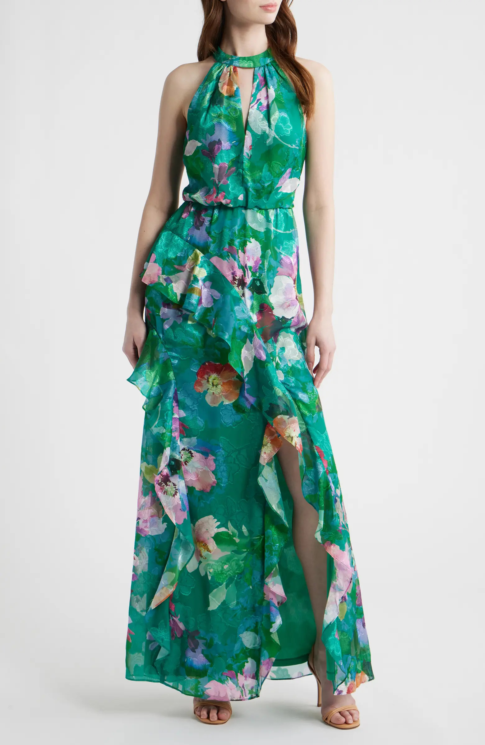 Ruffle Floral Evening Gown | Nordstrom