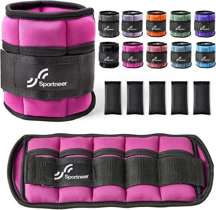 Sportneer Adjustable Ankle Weights Set - 1 Pair (2-10 lbs) Removable Sandbags for Women & Men, Co... | Amazon (US)