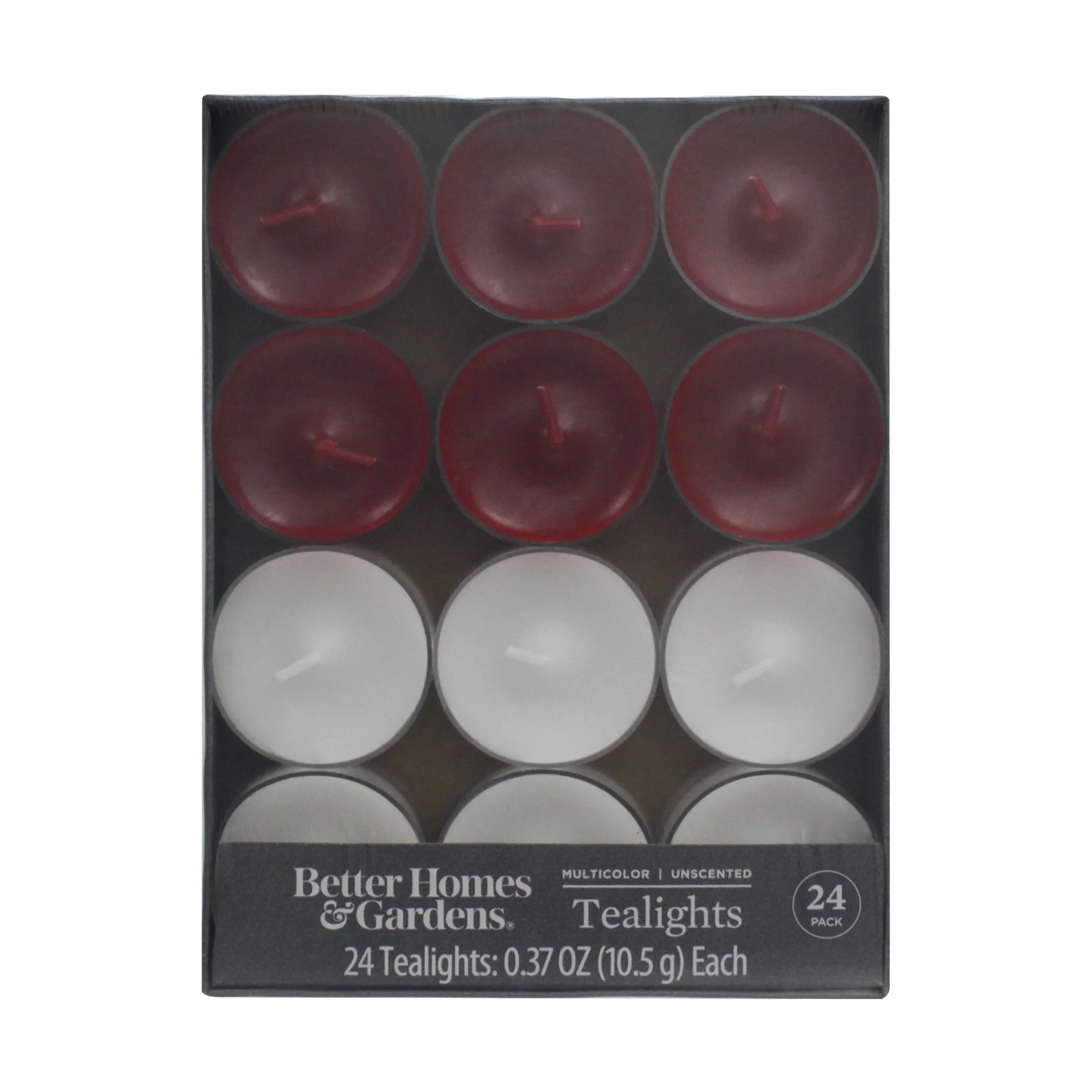 Better Homes & Gardens Unscented Tealight Candles, Red, White, 24-Pack | Walmart (US)
