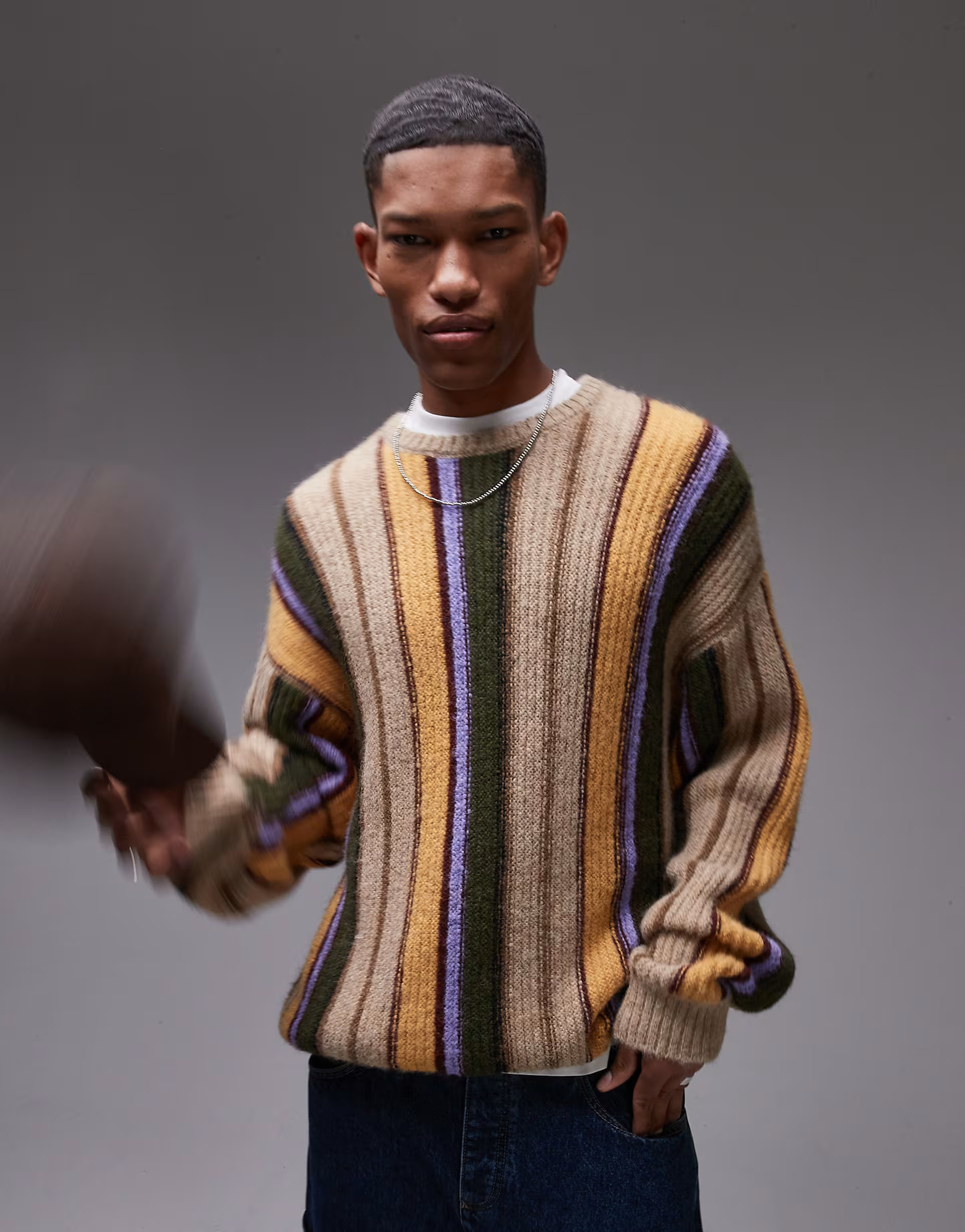 Topman knitted stripe sweater in multi stripe | ASOS | ASOS (Global)