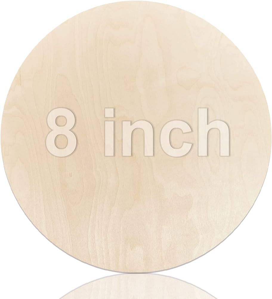 Baltic Birch Plywood Circles 8inch Craft Wood Sheets 0,24in Thick Wood Rounds Pack of 1 Natural W... | Amazon (US)