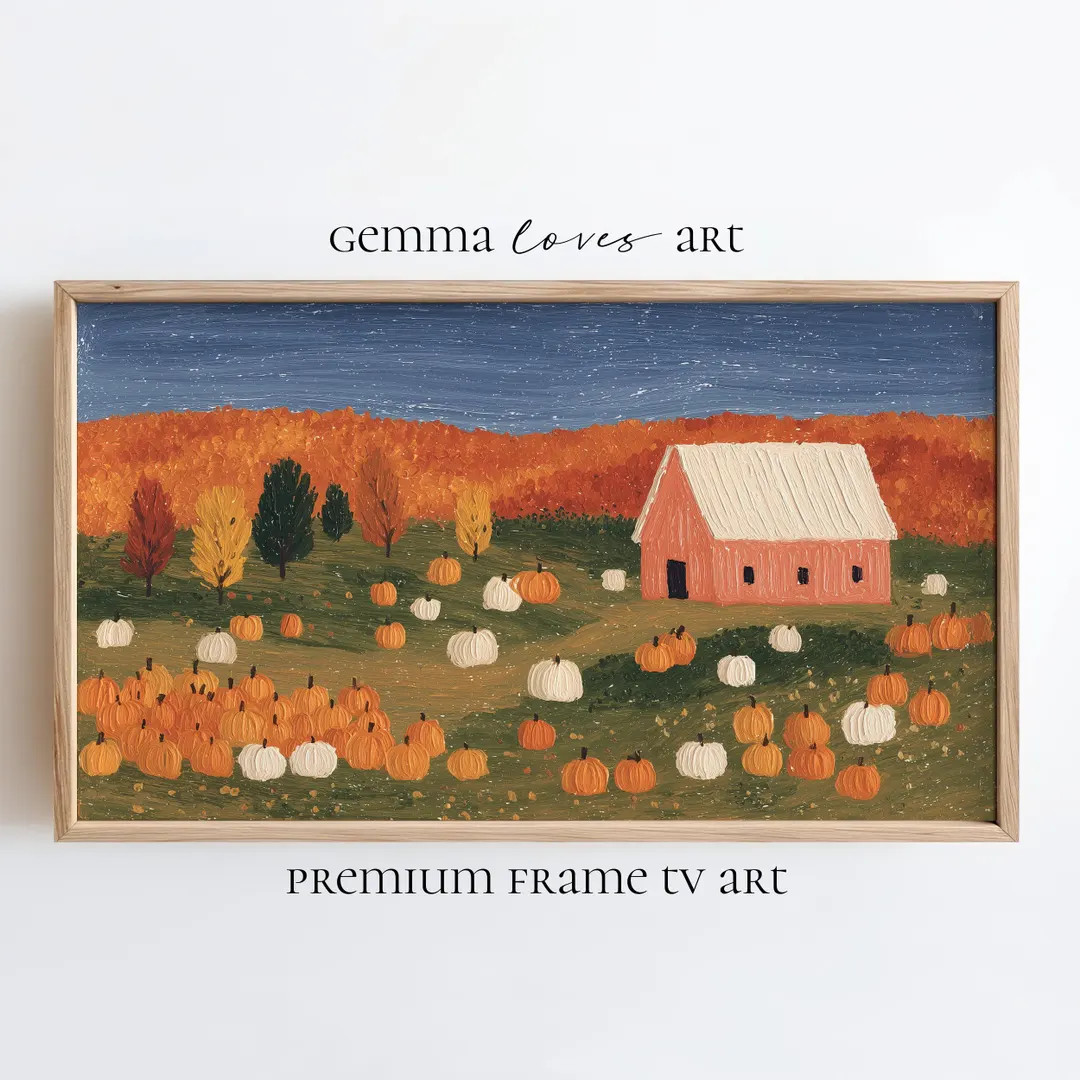 Pumpkin Barn Frame TV Art, Rustic Autumn Harvest, Living Room Digital Download, Fall Cottagecore ... | Etsy (US)