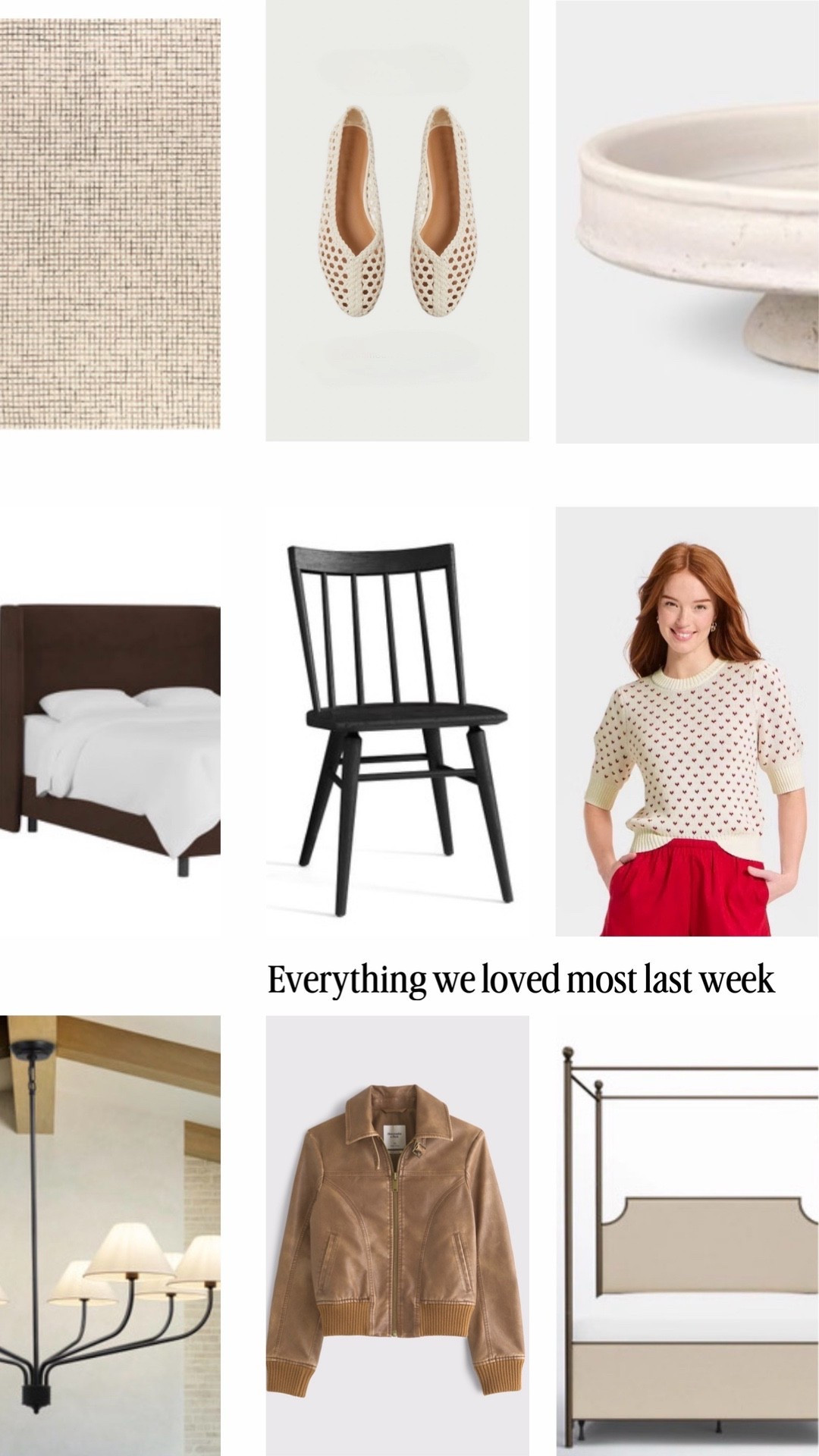 Last week’s best sellers!

Bed, sweater, Valentine’s Day, valentine, rug, chandelier, canopy, bed, upholstered bed, Wayfair, dining chair, leather jacket, Abercrombie, bomber, target, home decor, spring, flats, Universal credit, OOTD ￼

#LTKValentine #LTKHome #LTKSaleAlert
