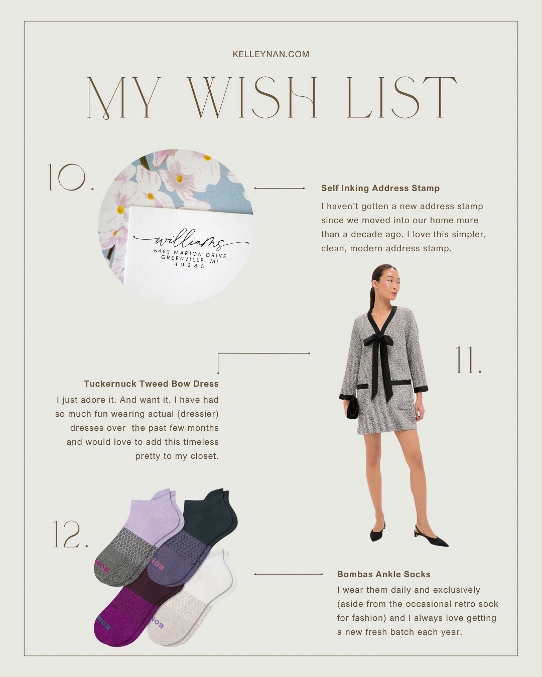 I’ve just compiled my personal Christmas wish list and there are some great items, at fantastic prices. One of my favorites is this self-inking address stamp. It’s such a great gift to give! I love this tweed bow dress that’s 25% off and my favorite ankle socks are on rare sale. gifts for her home gift stocking stuffer ladies fashion 

#LTKCyberWeek #LTKGiftGuide #LTKFindsUnder50