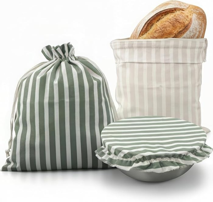 Beautiful Linen Bread Bag Set Storage Bag Linen
        For Homemade Sourdough Bread, Proofing Co... | Amazon (US)