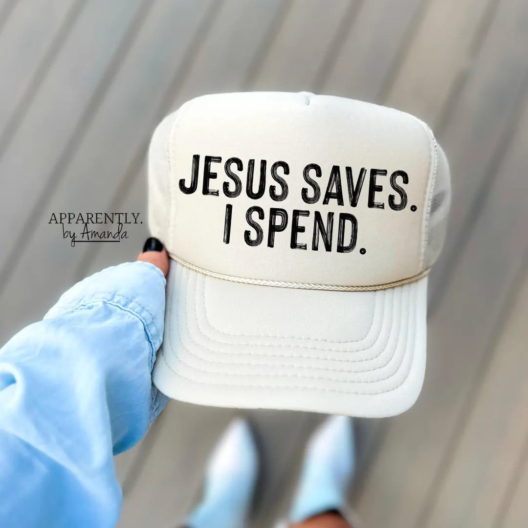 Jesus Saves I Spend | Trendy Baseball Snapback Adjustable Trucker Hat - Etsy | Etsy (US)
