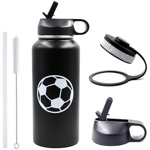 Soccer Water Bottle for Boys and Girls - Stainless Steel Vacuum Insulated Soccer Tumbler, Laser E... | Amazon (US)