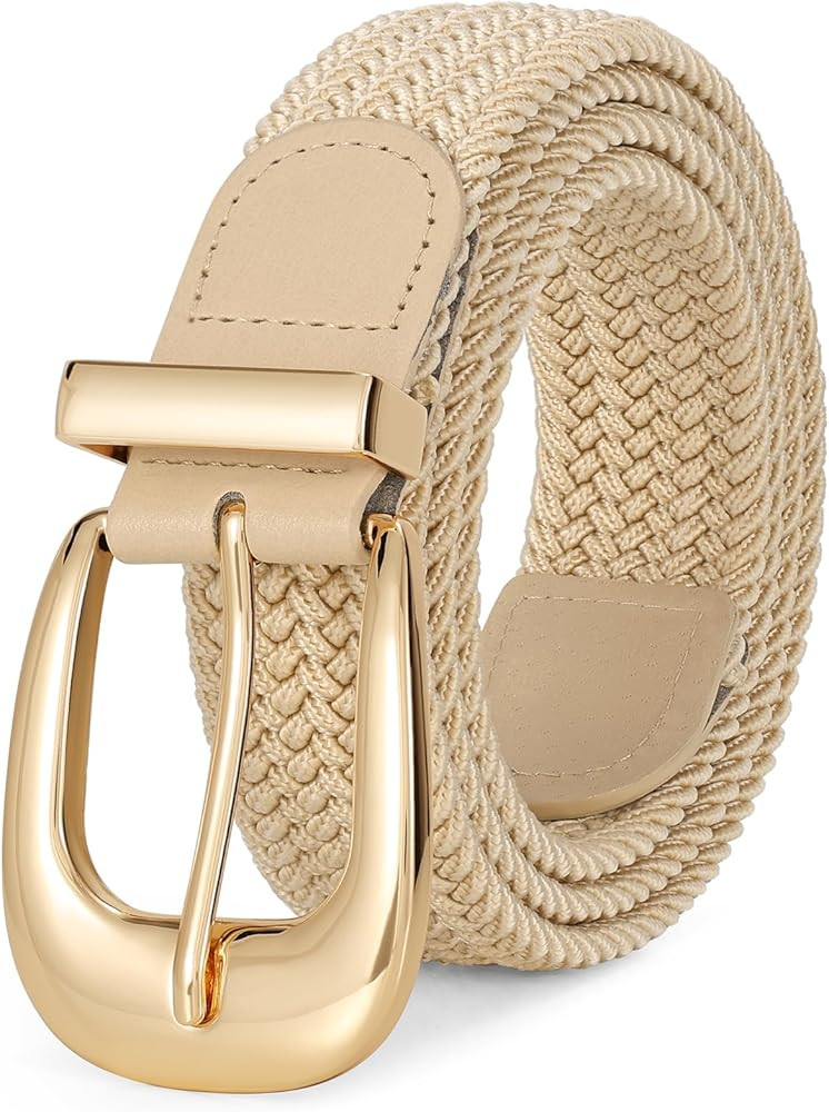 WERFORU Women Braided Belt Stretch Braided Belt for Women Braided Woven Elastic 1.3" Wide Canvas ... | Amazon (US)