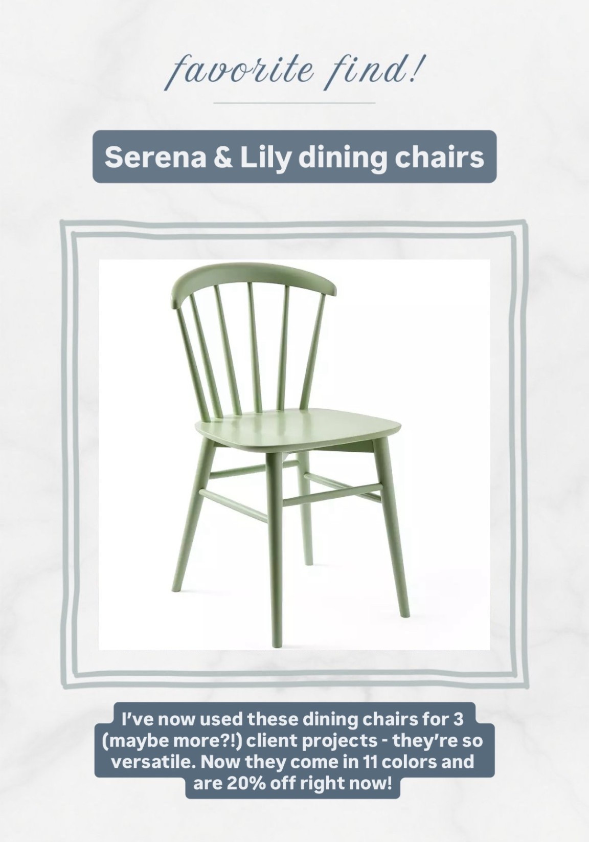 I’ve now used these dining chairs for 3 (maybe more?!) client projects - they’re so versatile. Now they come in 11 colors and are 20% off right now!

Surprisingly affordable given the source. 😉

#LTKSaleAlert #LTKHome