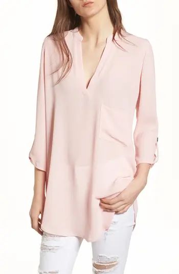 Women's Perfect Roll Tab Sleeve Tunic, Size X-Small - Pink | Nordstrom