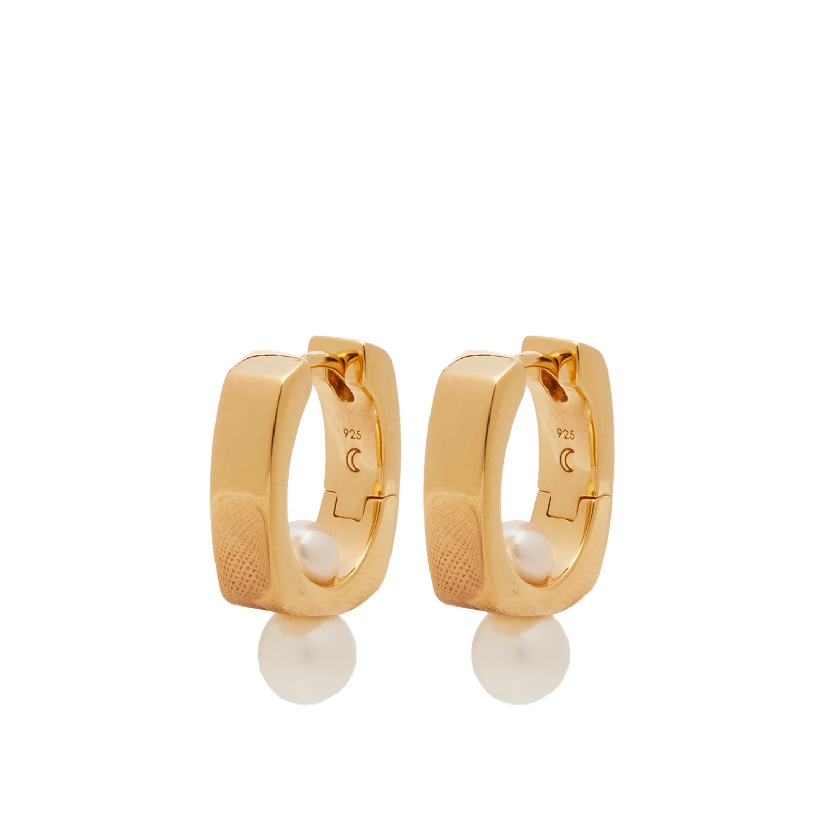 Missoma Women's Button Pearl Square Hoop Earrings Gold | END. Clothing