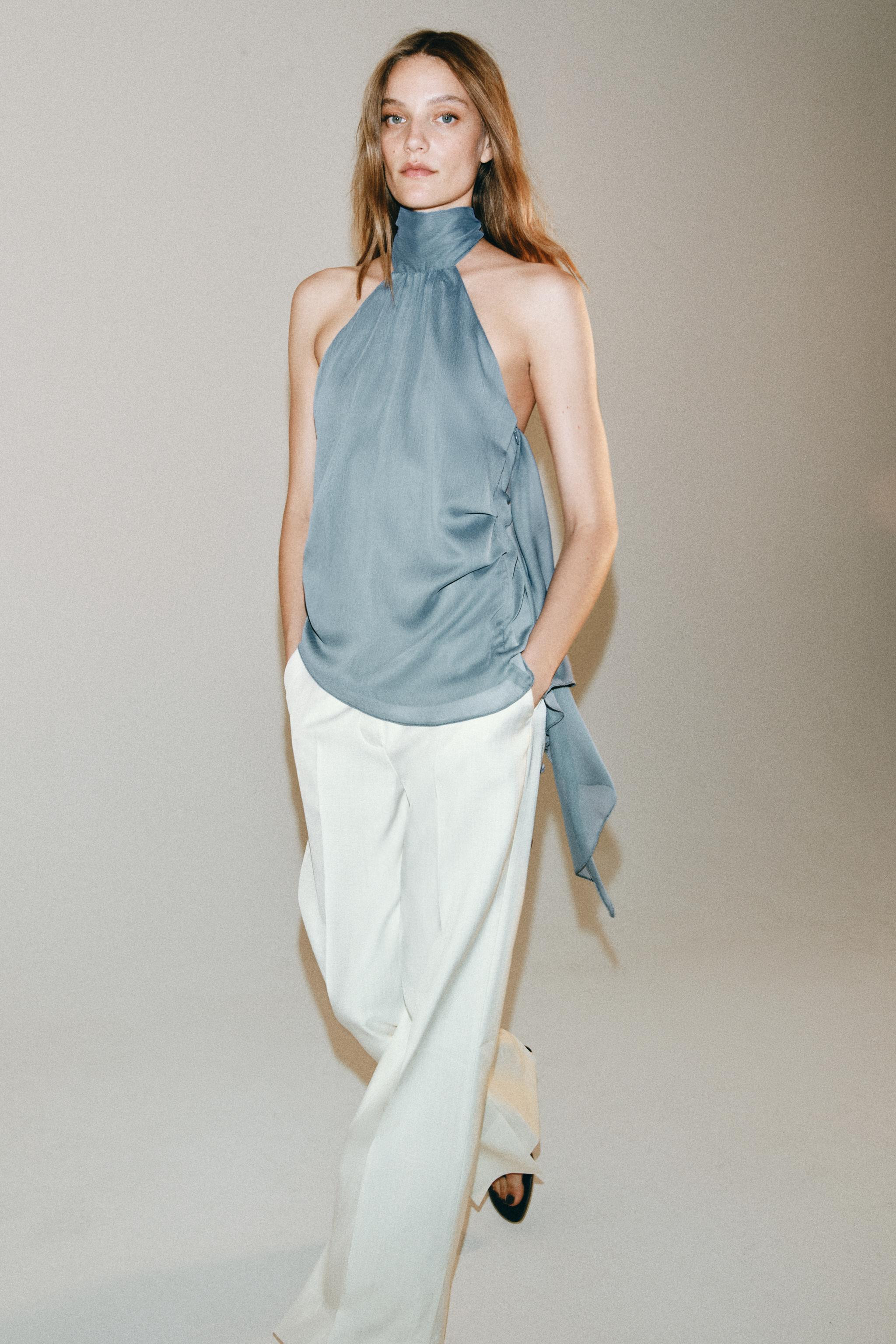 ZW COLLECTION ASYMMETRIC HALTER TOP | Zara UK