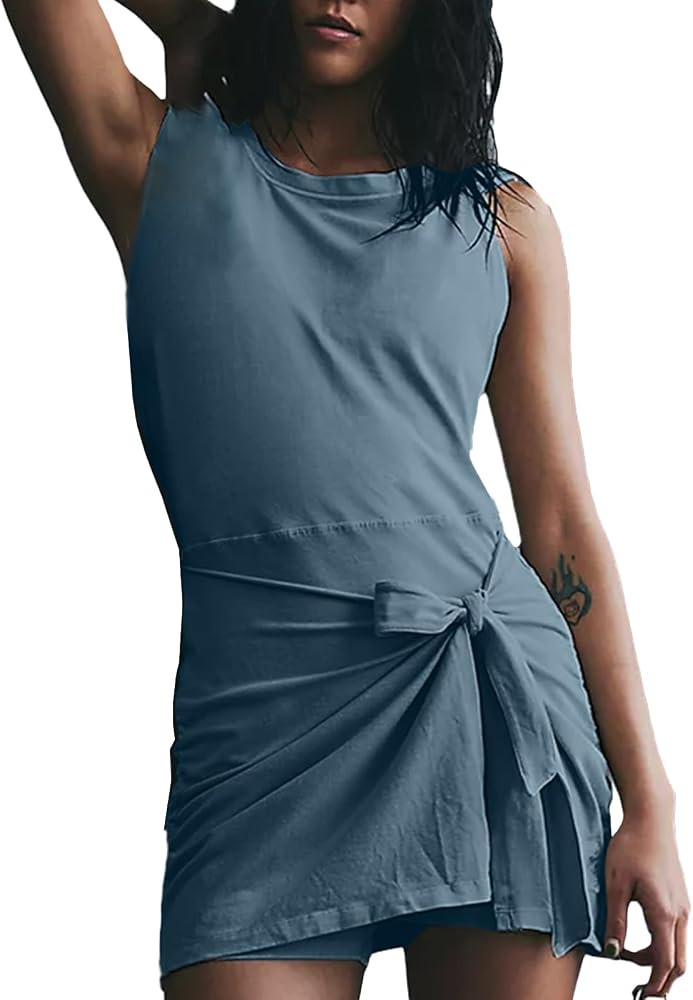 Womens Sleeveless Workout Athletic Rompers short jumpsuits Zipper Back Pocket Onesie | Amazon (US)