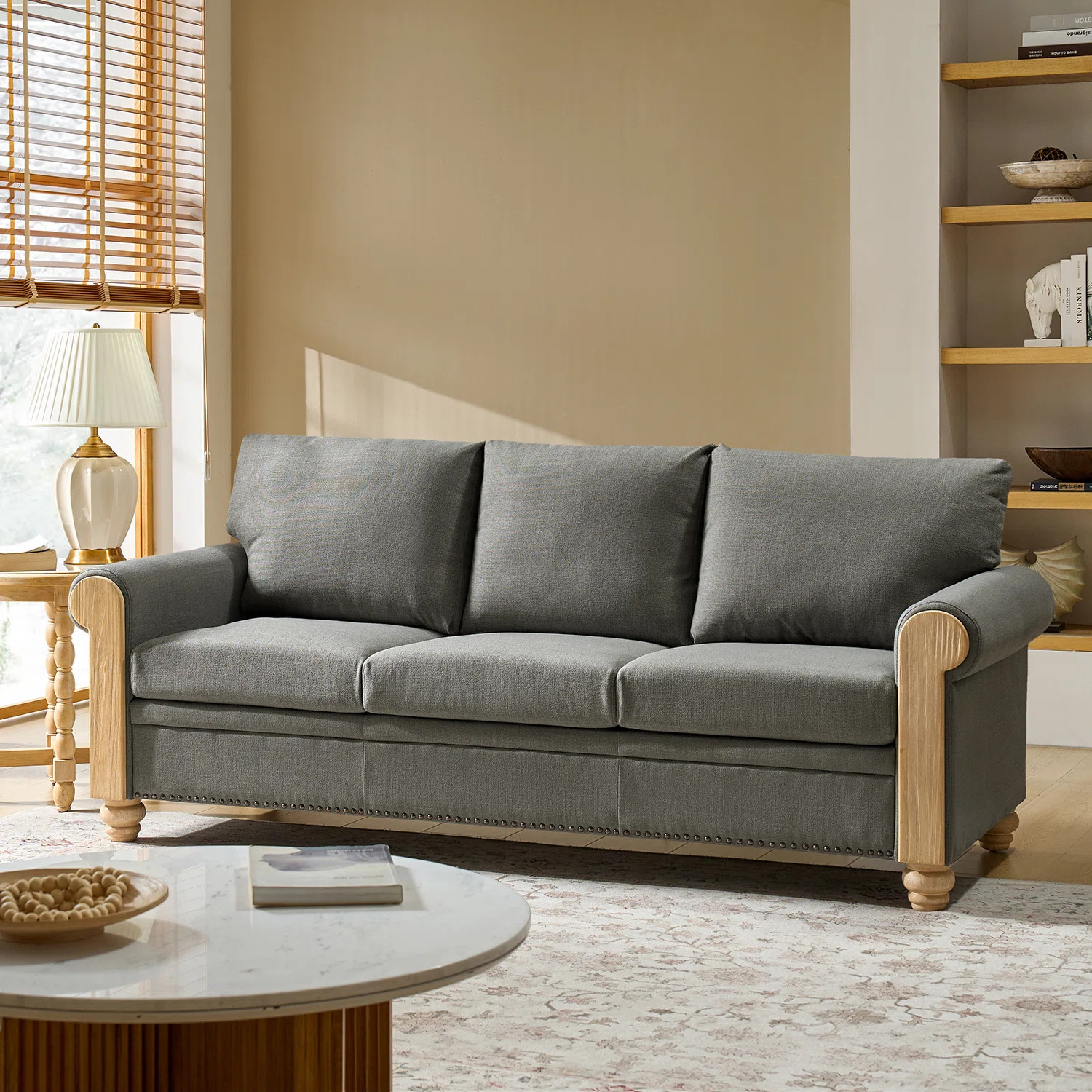 Grania 81"W Farmhouse Sofa With Solid Wood Spindle Legs | Wayfair North America